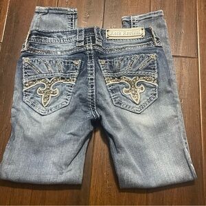 Rock Revival Darcy Skinny Ankle Jeans Women’s 25 Bling Pockets Grunge Y2K Biker